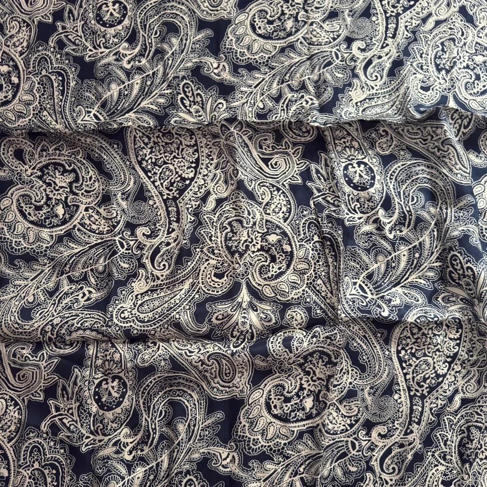 Valerie Stevens Navy and Cream Paisley Throw Blanket